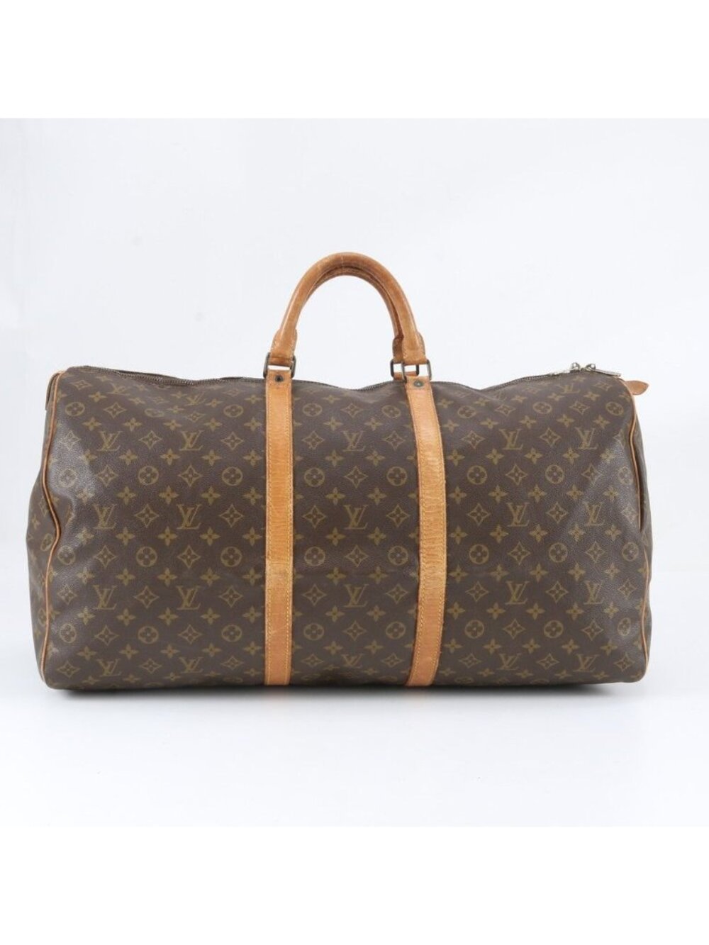 Louis Vuitton Monogram Keepall 60 Leather Boston Bag Tote Carry
